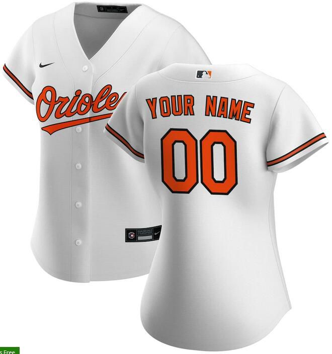 Women Baltimore Orioles Nike White Home Replica Custom MLB Jerseys